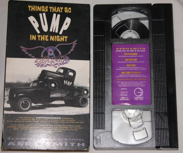 Aerosmith Things Que Go Pompe IN The Night VHS 1990 Original Uncensored Versions
