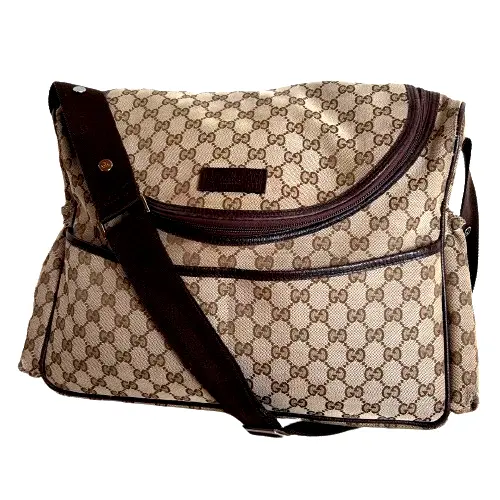 Gucci Shoulder Diaper Bag Monogram Canvas Beige Crossbody 123326 With baby mat