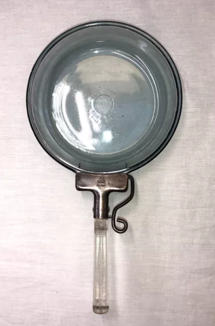 Pyrex #817-B Blue Flameware Glass Skillet Frying Pan with Stainless Steel  Handle