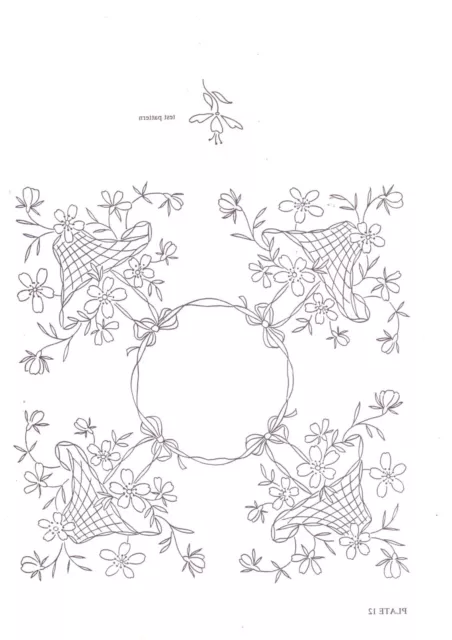 old- fashioned floral iron on Embroidery Transfer  plate NO 12 size 20.5 x 28 cm