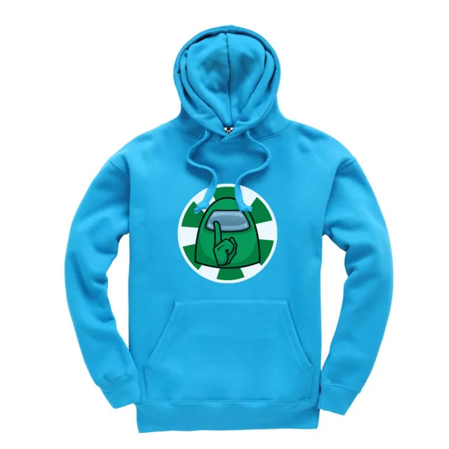 Among Us Kids Hoodie Hooded Sweatshirt Girls Boys Gaming Gamer (Green Print)