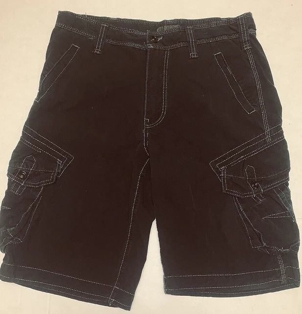 JET LAG Shorts Mens 33 Black Sturdy Drawstring Military Cargo Top Stitch GUC