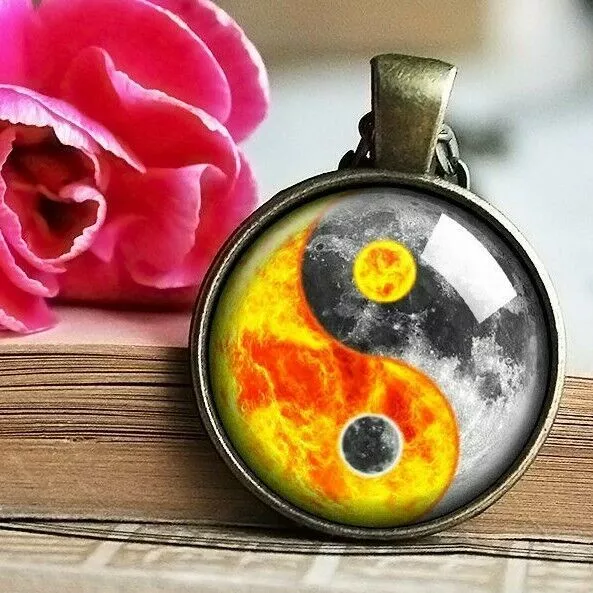 Collier Lune et Soleil Yin-Yang, pendentif spirituel d'amitié, cadeau pour...