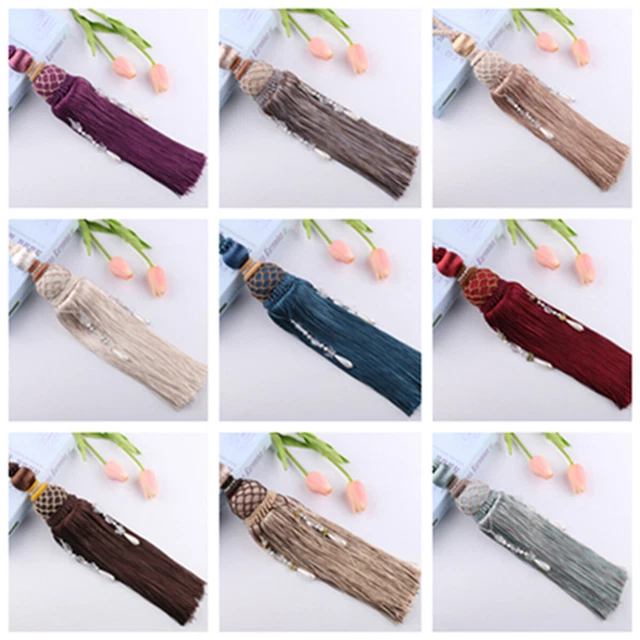 1 Pair Curtain Brush Tiebacks Tassel Fringe Hanging Pendant Curtain Buckle Decor