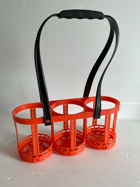 Casier à Bouteilles Vintage Années 60 - Métal Rouge Orangé - Art Déco Industriel