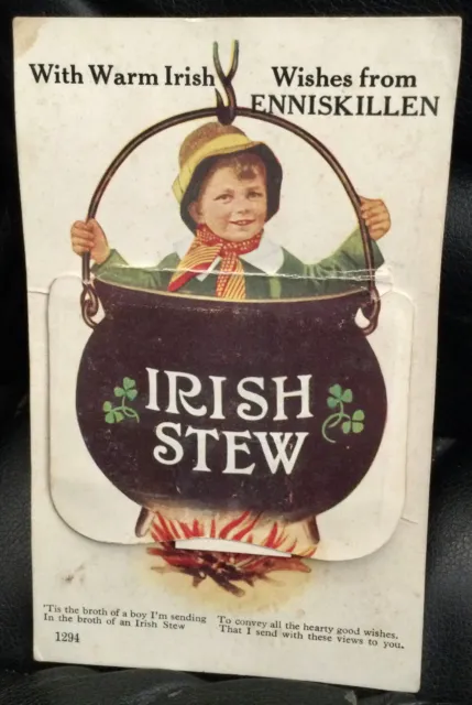 Irish Novelty Postcard WARM WISHES FROM ENNISKILLEN N Ireland Broth Boy 12 Views