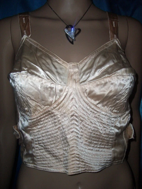 TOP RAR VINTAGE Satin Long BH Pin Up Bustier Corsage ca. 90 B rosa