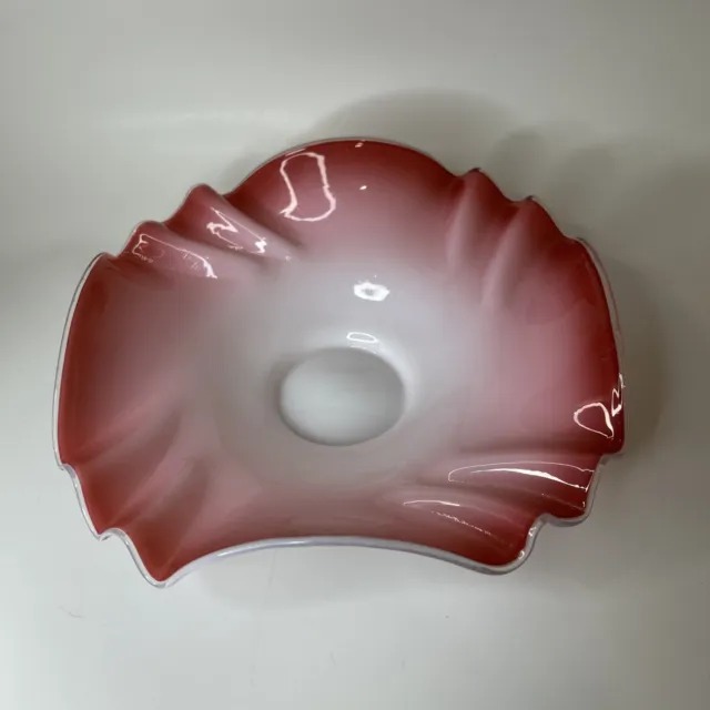 Cranberry Brides Basket Bowl with Ruffled Rim Cased Glass