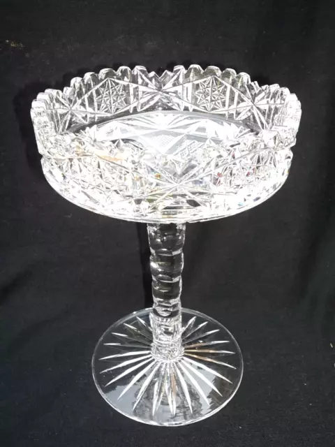 Abp American Brilliant Period Cut Glass Jelly Server Compote Honeycomb Stem