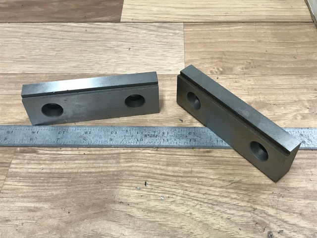Pair Of Usa Made 5 " Steel Vise Jaws W/ 5/32 " Step Kurt / Other