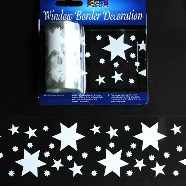 XMAS STARS 2m Window Border Cling Sticker Decal Xmas Decoration Snowflake