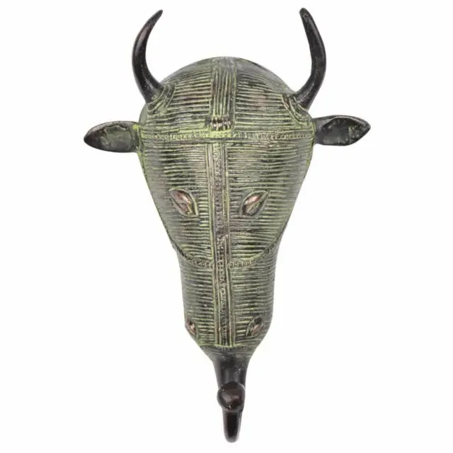Brass Tribal Bull Face Wall Hooks Hangers Holder Hanging Coat Towel Clothes