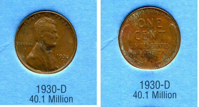 Lincoln Head Wheat Cent 1930 D Average Circulated United States Penny Coin #3391