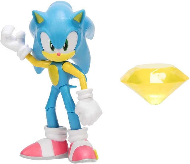SONIC THE HEDGEHOG 4 Inch Figure Modern SONIC with Yellow Chaos Emerald ...