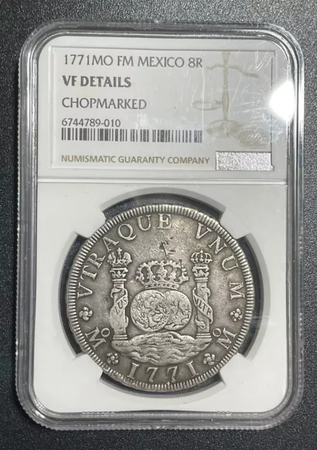 1771 Mo MF Mexico Silver 8 Reales Pillar Dollar  NGC  CHOPMARKED 253 Years coin