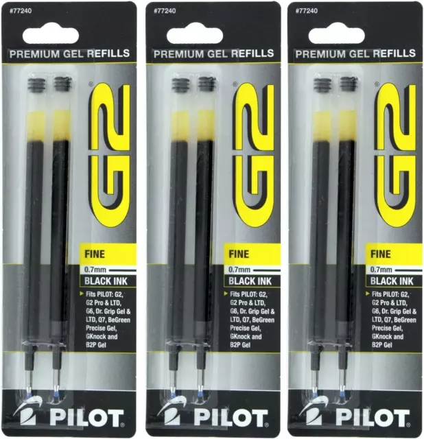 Pilot G2, Dr. Grip Gel/Ltd, Execugel G6, Q7 Rollerball Gel Ink Pen Refills, 0.7M