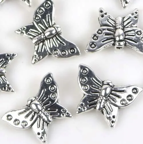 10 Antique Silver Pewter Butterfly Bead 16x12mm
