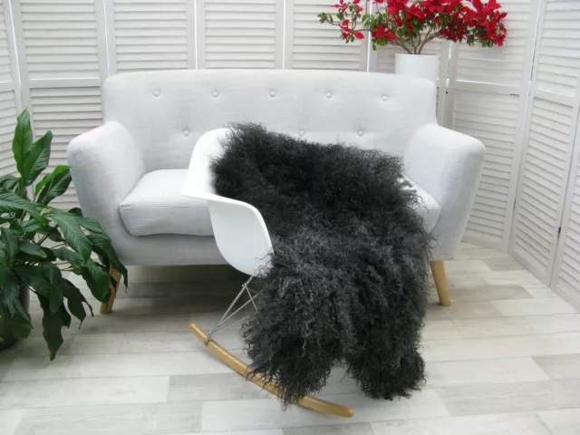 Véritable Gotland Boucle Tapis Peau de Mouton Race Rare Jeté Chaise Sol Housse 2