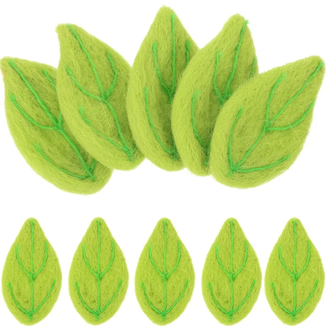 10 PIEZAS Hojas Verde Fieltro Hágalo usted mismo Accesorios Tocado Broche Materiales
