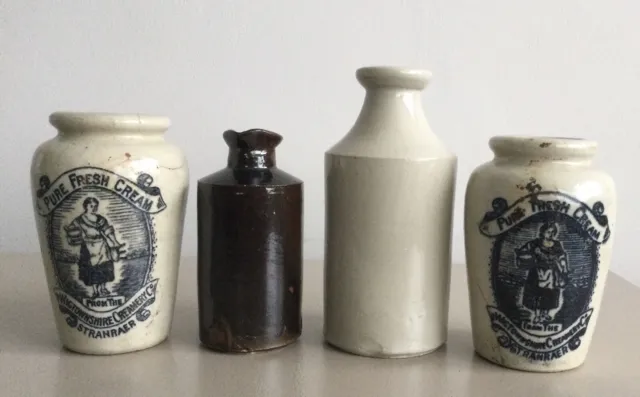 Glazed Stoneware Vintage/Antique Collectible Creamery Pots & Bottles