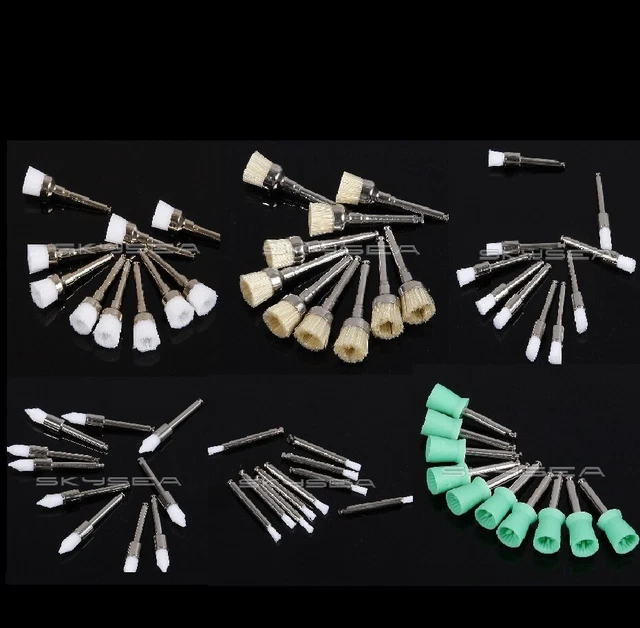 100 pcs Dental Prophy Brush Brushes Polishing Polisher Cups Nylon Tapper 6 size