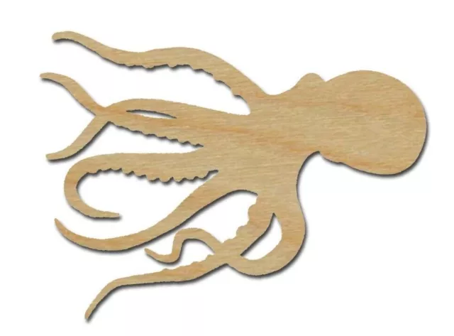 Octopus Shape Unfinished Wood Cutout Sea Life Crafts Variety of Sizes Style #3