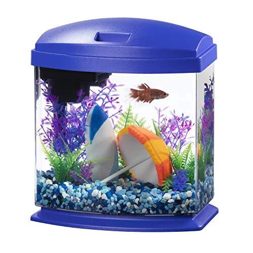 LED MiniBow Small Aquarium Fish Tank Kit with SmartClean Technology, Blue, 1