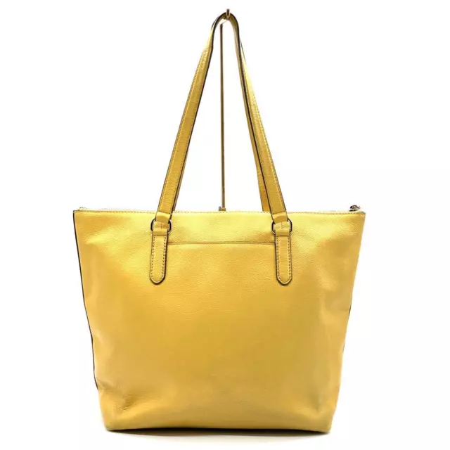 KATE SPADE NEW YORK Tote Shoulder Bag A4 Logo Leather Yellow women's ...