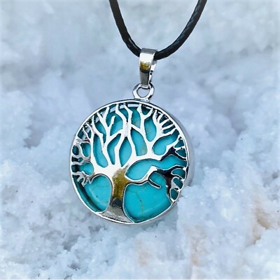 TURQUOISE GEMSTONE NUGGET in silver 4 strand charm necklace