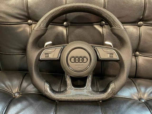 Fully Perforated Leather Steering Wheel With Carbon for Audi