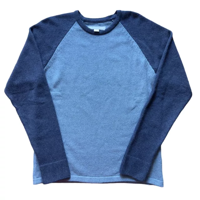 Outerknown Cashmere Sweater Men’s Medium Blue Reimagine Baseball Raglan NWOT