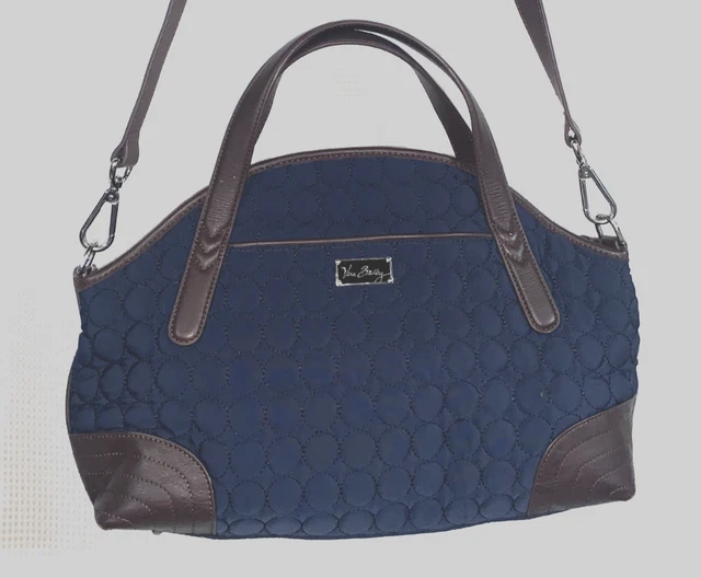 VERA BRADLEY Round Quilted with Brown Leather Trim Crossbod CarryOn Bag