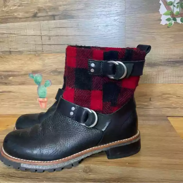 Woolrich Red Balt Buffalo Plaid Moto Boot womens Size 6.5 ankle length 3