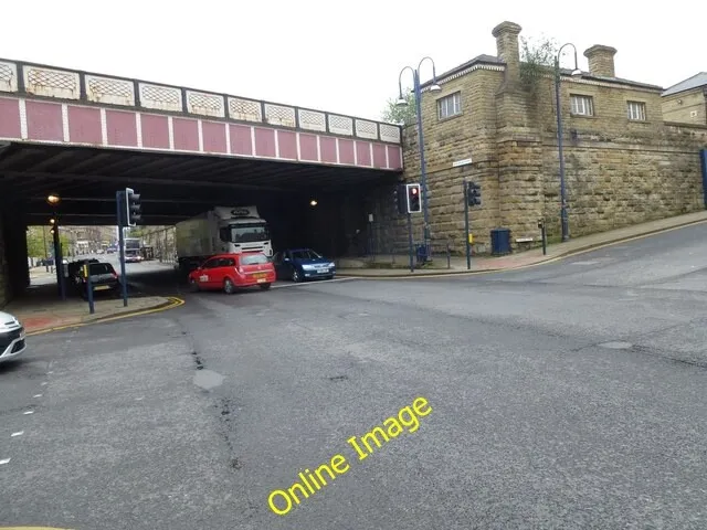 Photo 6x4 Railway bridge and traffic lights Huddersfield  c2013