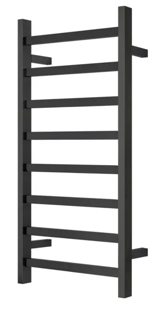 Matte Black Heated Towel Rail rack Square AU standard 1000*450mm wide 8 bar 2022