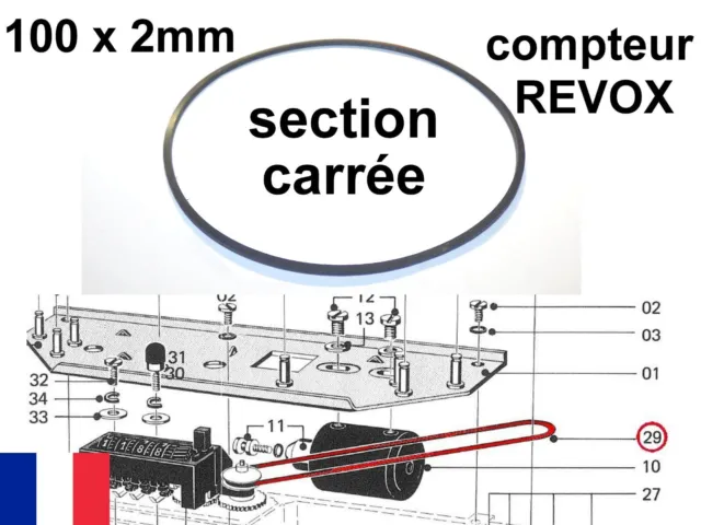 Courroie de Compteur 100x2x2 Revox A77 PR99 B77 Section Carrée Belt 31.99.0106