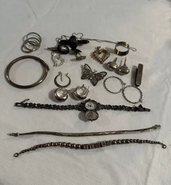 Sterling Silver 925 Jewelry Scrap Lot. 110 Grams.