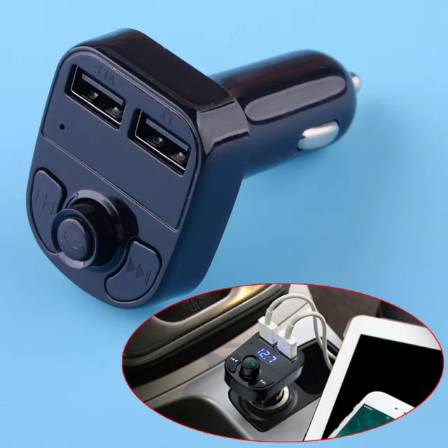 Car Wireless Bluetooth Hands-Free FM AUX Transmitter Adapter 2USB Charger