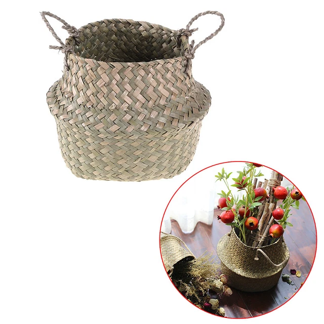 Vaso pieghevole appeso in rattan fiori fiori piantatrice cesto per bucato Natale Dec*/t