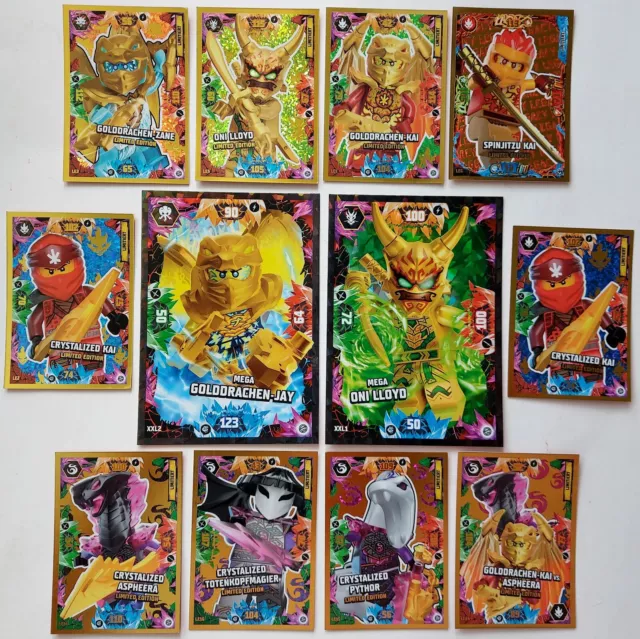 Lego Ninjago Card Serie 8 CRYSTALIZED LE 1,2, 3, 5, 6, 14, 15, 16, 26 + XXL 1 +2