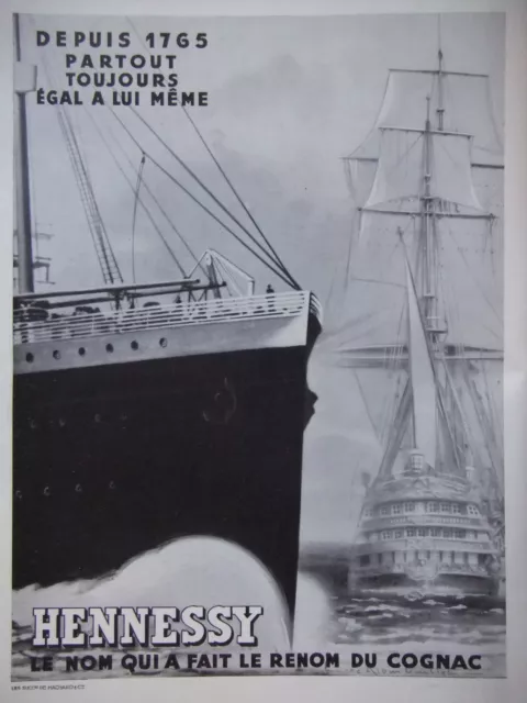 Publicité Presse 1933 Cognac Hennessy - Paquebot - L.albin Guillot - Advertising