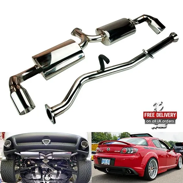 Stainless Steel Chrome Cat Back Performance Exhaust Muffler For 03-12 Mazda RX-8