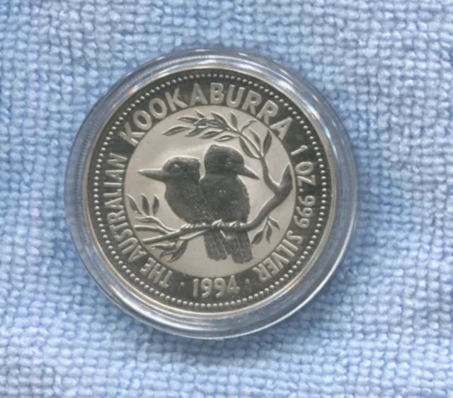 1994 $1 Kookaburra  1 oz Silver Coin in CAPSULE AUSTRALIA 1oz G-521