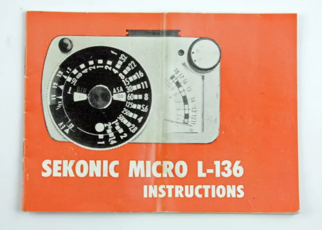 198011 Sekonic Micro L-136 Light Meter Original User Instruction Manual Booklet