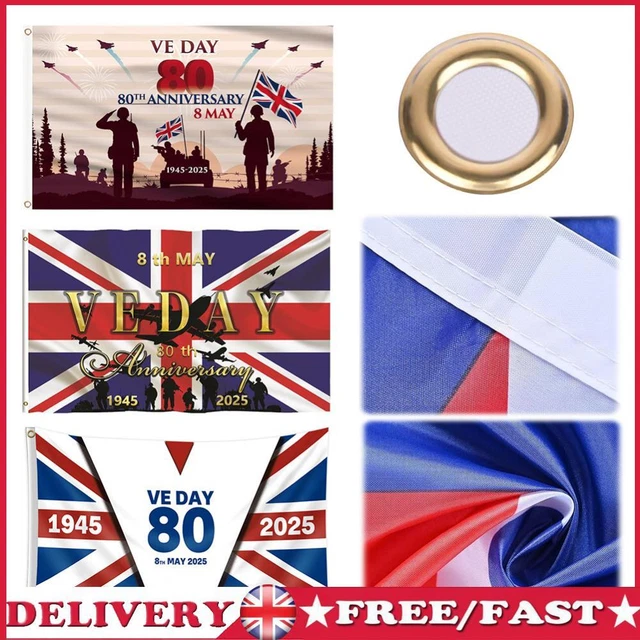 T-shirt 80ème Anniversaire VE Day 1945-2025 - Union Jack UK, Souvenir WWII, 100% Coton