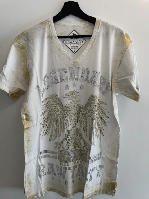 Rawyalty Couture T-Shirt Gr. M Herren Shirt weiß gold USA