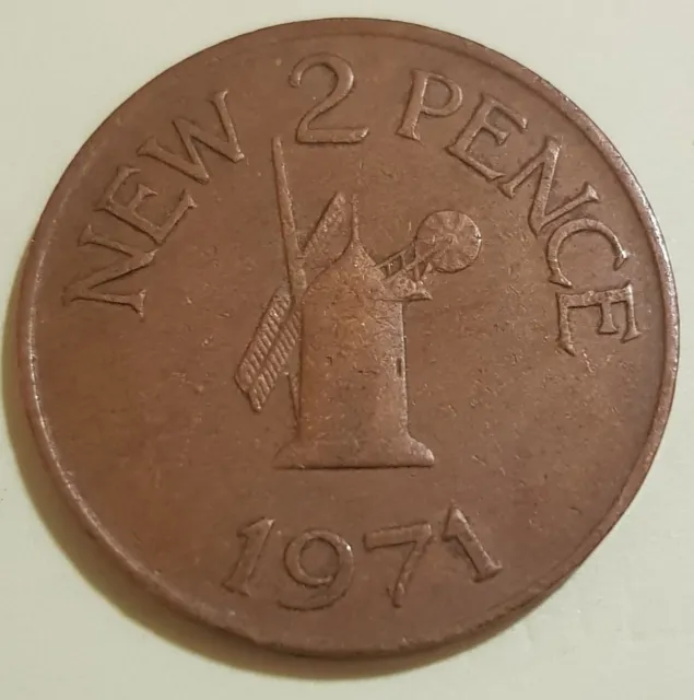 Guernsey 2 New Pence 1971 Elizabeth II Windmill from Sark Coin