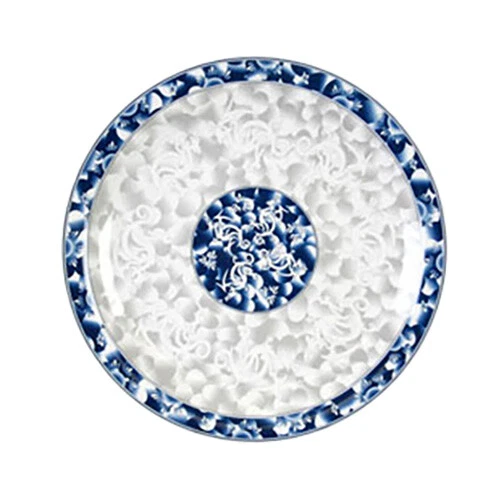 Thunder Group 1014DL 14-1/8" Diameter Blue Dragon Pattern Melamine Plate - 1 Doz