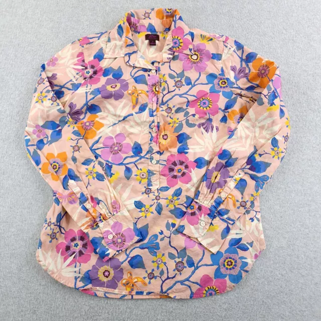 J Crew Shirt Womens 2 Pink Blue Floral Liberty Fabric Cotton Pavilion Button Up
