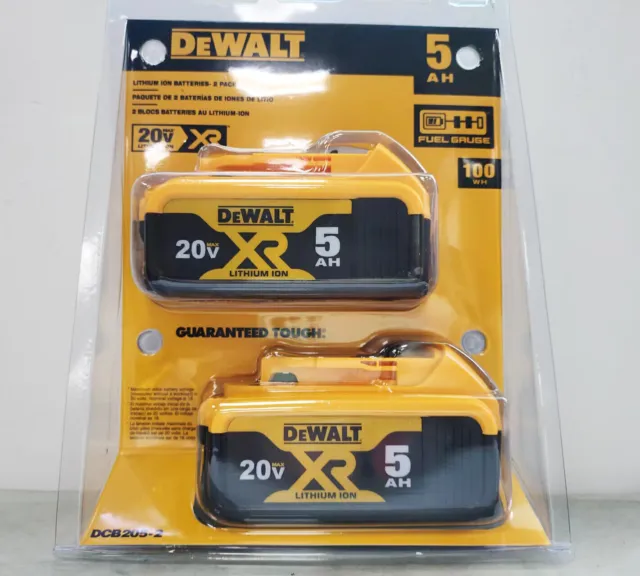 2PCS --DEWALT DCB205-2 20V 5.0Ah MAX XR Li-ion Power Tool Battery